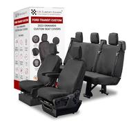 Seat Covers to fit the Ford Transit Custom 2023 Onwards | Waterproof, Heavy Duty, Seat Mounted Airbag Compatible, Durable, Easy to Fit | Tailored Single/Single and Rear Seat Covers Black