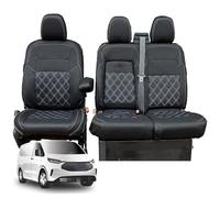 Seat Covers to fit the Ford Transit Custom 2024 Onwards | Driver & Double Passenger with Fold Down Tray | Leatherette to Fit the Ford Transit Custom Seat Covers