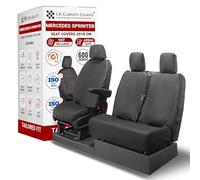 Seat Covers to fit the Mercedes Sprinter 2018 On Waterproof, Heavy Duty, Seat Mounted Airbag Compatible, Durable, Easy to Fit - Tailored Drivers and Double Passenger Seat Cover With Seat Storage