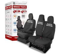 Seat Covers to fit the Renault Trafic 2014 On Waterproof, Heavy Duty, Seat Mounted Airbag Compatible, Durable, Easy to Fit - Tailored Drivers and Double Passenger Seat Covers with Folding Middle Seat