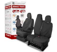 Seat Covers to fit the Renault Trafic 2014 On Waterproof, Heavy Duty, Seat Mounted Airbag Compatible, Durable, Easy to Fit - Tailored Drivers and Double Passenger Seat Covers with Folding Middle Seat
