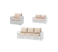 (Seat+Cushion 3 Sets) Replacement Rattan Cushion Pads Grey Will Fit Keter Allibert California Garden Patio Furniture Seat Armchair Chair