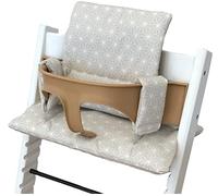 Seat Cushion for Stokke Tripp Trapp High Chair - Laminated Coating for Easy Cleaning - Japanese Stars Beige