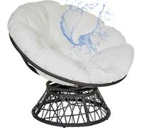 （Seat cushion only） Comfortable Outdoor Chair Cushion 90 x 90 cm - Soft Round Seat Pad for Garden Swing and Patio Chairs - Plush Cushions for Exterior Seating - White Color