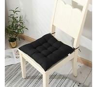 （Seat cushion only） Set of 2/4 Soft Comfortable Chair Cushions 40x40 cm with Ties Square Seat Pads for Dining Room Kitchen Patio Garden Indoor & Outdoor Use Black