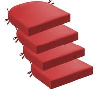 （Seat cushion only） Set of 2/4 Waterproof Outdoor Garden Chair Cushions - 5cm Thick U-Shaped Seat Pads with Ties - Perfect for Patio Furniture (48x48x5cm / 19x19x2in)