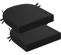 （Seat cushion only） Set of 2/4 Waterproof Outdoor Garden Chair Cushions - 5cm Thick U-Shaped Seat Pads with Ties for Patio Furniture 47x40x5cm/18x16x2in