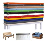 （Seat cushion only） Waterproof Garden Bench Cushion 8cm Thick PU Leather Non-Slip Foam Seat Pad with Removable Cover Outdoor Swing Cushion for Patio Furniture (Yellow 18x31)