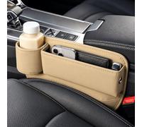 Seat Gap Organizer for Hyundai KONA | Beige Seat Gap Organizer with Cup Holder, Storage Pocket and Charging Cable Opening, 28.5 × 21 cm