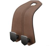 Seat Hook with Dual Hanging Points and Phone Stand Function Designed for Car Seats with Suede Exterior (Fashionable Brown)