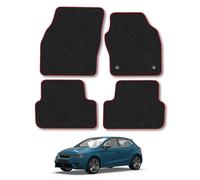 Seat Ibiza (2017+) Car Mats Accessories Tailored Fit Carpet Floor Mats non Slip Red Trim Full Coverage Compatible Accessory Front Rear Set Anti Slip Granulated Backing Hand-Finished