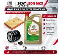 SEAT Leon MK3 1.2 1.4 TSI MAHLE Air Oil Filter Kit Castrol EDGE 5W30 LL 5L