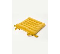 Seat Pad Luxury 100% Cotton Velvet Indoor Outdoor Garden Cushion, 40cm Homescapes Mustard 40cm x 40cm