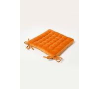 Quilted Velvet Chair Pad, 40 x 40 cm Homescapes Orange 40cm x 40cm