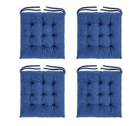 Seat Pads for Dining Chairs, 40x40cm Thick Kitchen Chair Cushions with Ties Set of 4, for Living Room, Kitchen, Garden, Office (4PCS Blue)