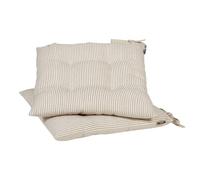 Seat Pads Set of 2 Mocha Brown Stitched Stripe Tie-On Indoor/Outdoor Garden Chair Cushions 100% Cotton Machine Washable Reversible Dining Chair Pads with Recycled Polyester Filling (Style 2)