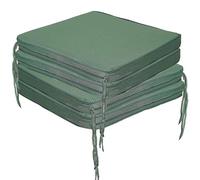 Seat Pads Set of 4 for Dining Chairs, Green 40x40 cm Adjustable Kitchen, Office and Garden Chair with Ties Water-Resistant Non Slip Comfortable Cushions