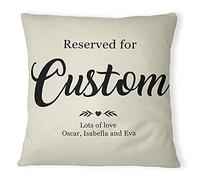 Seat Reserved For Cushion Cover Add Your Personalised Name and From To 100% Cotton Square Home Throw Cushion Cover and Insert for Couch, Sofa, Chair, Bedroom or Living Room, Cover & Pad, Personalised