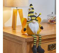 Seated Buzz Gonk - Black & Yellow Bumble Bee Soft Plush Faceless Stuffed Tomte Gnome Novelty Home Ornament - H45 X W20 X D11Cm
