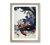 Seated By The Dragon By Yashima Gakutei Asian Japanese Framed Print | A4 Oak Framed Wall Art | Ready to Hang | Asian Nature Picture | Living Room Bedroom Lounge Office