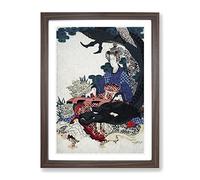 Seated By The Dragon By Yashima Gakutei Asian Japanese Framed Print | A4 Walnut Framed Wall Art | Ready to Hang | Asian Nature Picture | Living Room Bedroom Lounge Office