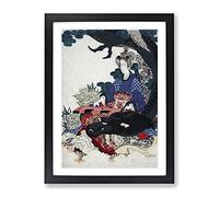 Seated By The Dragon By Yashima Gakutei Asian Japanese Framed Wall Art Print, Ready to Hang Picture for Living Room Bedroom Home Office Décor, Black A3 (34 x 46 cm)