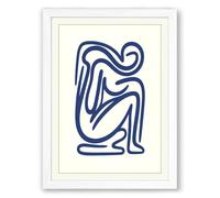 Seated Form in Lines Minimalist Framed Wall Art Print A1 (84.1×59.4cm) White, Wall Decor for Living Room, Bedroom, Office & Home, Ready to Hang, Art Gift