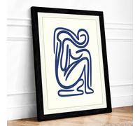Seated Form in Lines Minimalist Framed Wall Art Print A2 Black | Ready to Hang, Premium Gi Paper, Fade-Resistant Inks, Securely Packaged, UK Made