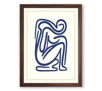 Seated Form in Lines Minimalist Framed Wall Art Print A3 (42×29.7cm) Walnut, Wall Decor for Living Room, Bedroom, Office & Home, Ready to Hang, Art Gift