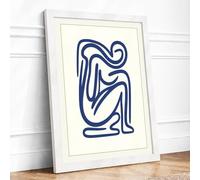 Seated Form in Lines Minimalist Framed Wall Art Print A3 (42×29.7cm) White, Wall Decor for Living Room, Bedroom, Office & Home, Ready to Hang, Art Gift