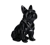 Seated French Bulldog Statue 9-12in Resin Dog Animal Sculpture with Silver | A crisp black accent for shelves, consoles, TV stands, and desks, bringing playful polish to modern or eclectic rooms.