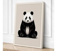 Seated Giant Panda Minimalist Canvas Wall Art Print 18x12 Inch (46 x 30 cm)