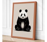 Seated Giant Panda Minimalist Canvas Wall Art Print 18x12 Inch (46 x 30 cm)