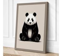 Seated Giant Panda Minimalist Canvas Wall Art Print 30x20 Inch (76 x 51 cm)