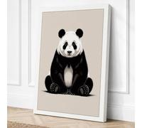 Seated Giant Panda Minimalist Canvas Wall Art Print 36x24 Inch (91 x 61 cm)