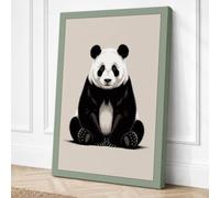 Seated Giant Panda Minimalist Canvas Wall Art Print 36x24 Inch (91 x 61 cm)
