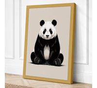 Seated Giant Panda Minimalist Canvas Wall Art Print 36x24 Inch (91 x 61 cm)