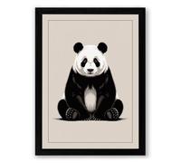 Seated Giant Panda Minimalist Framed Wall Art Print A1 (84.1×59.4cm) Black, Wall Decor for Living Room, Bedroom, Office & Home, Ready to Hang, Art Gift