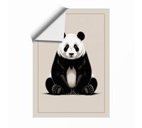 Seated Giant Panda Minimalist Unframed Wall Art Print A2 (59.4×42cm), Wall Decor for Living Room, Bedroom, Office & Home, Art Gift