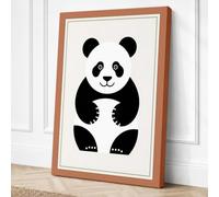 Seated Panda Minimalist Canvas Wall Art Print 18x12 Inch (46 x 30 cm)