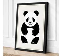 Seated Panda Minimalist Canvas Wall Art Print 18x12 Inch (46 x 30 cm)