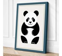 Seated Panda Minimalist Canvas Wall Art Print 24x16 Inch (61 x 41 cm)