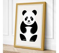 Seated Panda Minimalist Canvas Wall Art Print 24x16 Inch (61 x 41 cm)