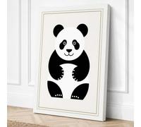 Seated Panda Minimalist Canvas Wall Art Print 30x20 Inch (76 x 51 cm)