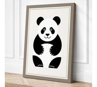 Seated Panda Minimalist Canvas Wall Art Print 36x24 Inch (91 x 61 cm)