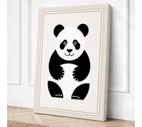 Seated Panda Minimalist Canvas Wall Art Print 36x24 Inch (91 x 61 cm)