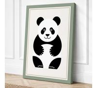 Seated Panda Minimalist Canvas Wall Art Print 36x24 Inch (91 x 61 cm)