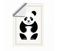 Seated Panda Minimalist Unframed Wall Art Print A4 (29.7×21cm), Wall Decor for Living Room, Bedroom, Office & Home, Art Gift
