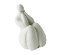 Seated Position Resin Statue 8.5cm Wide Decor, White | Contemporary Abstract Human Form, 8.5cm Width, Resin Art Piece for Desk, Popular Decor, Present Day Artistic Item