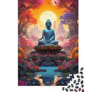 Seated Statue Jigsaw Puzzle for Adults 1000 Piece Jigsaw Puzzle Paper Forest Meditation Scene Focus Relax Home Gift 38x26cm/1000pcs